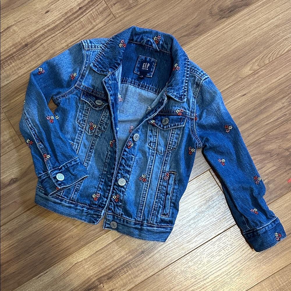 GAP Kids Denim Jacket with Colorful Embroidery